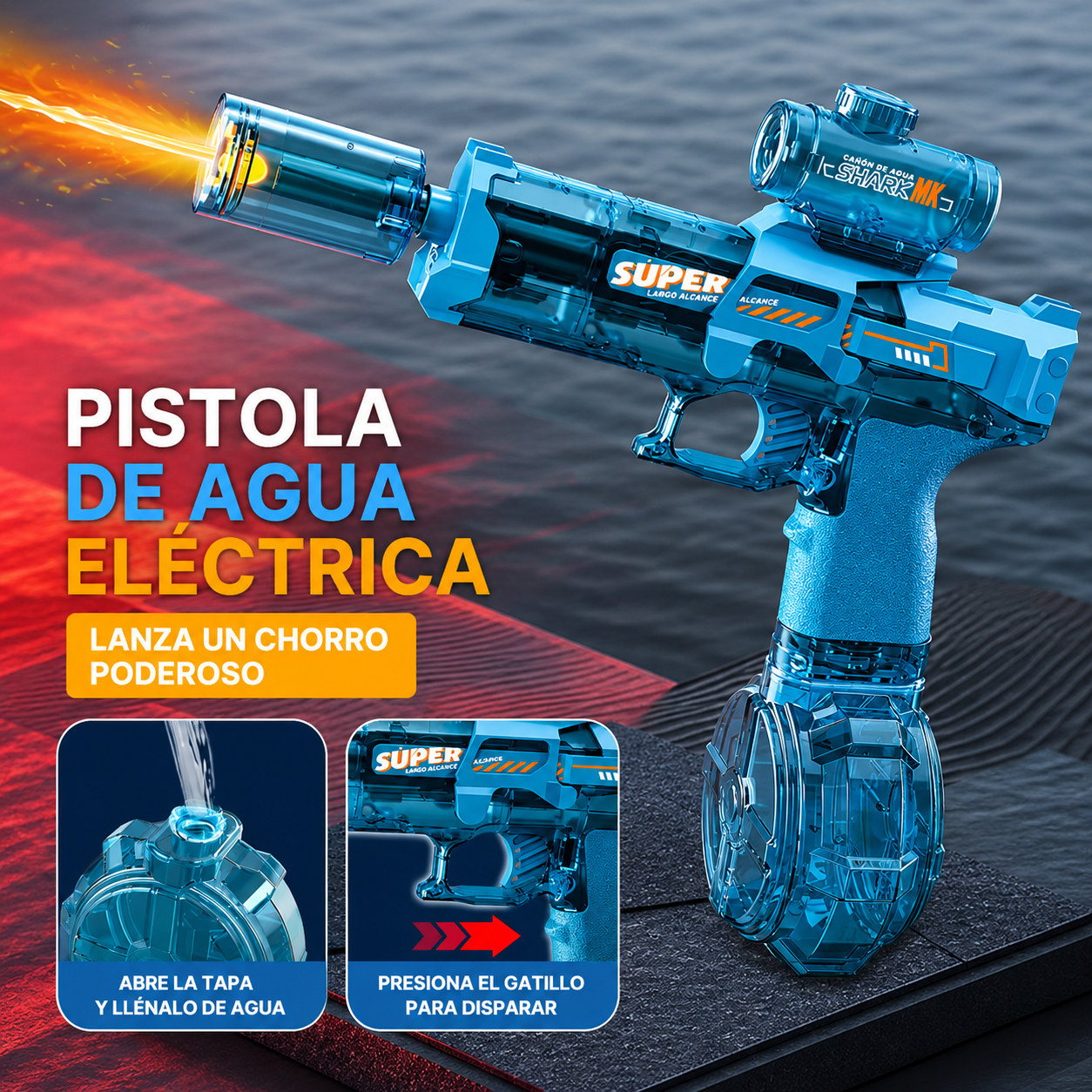 Pistola de Agua Eléctrica Automática con Luces LED